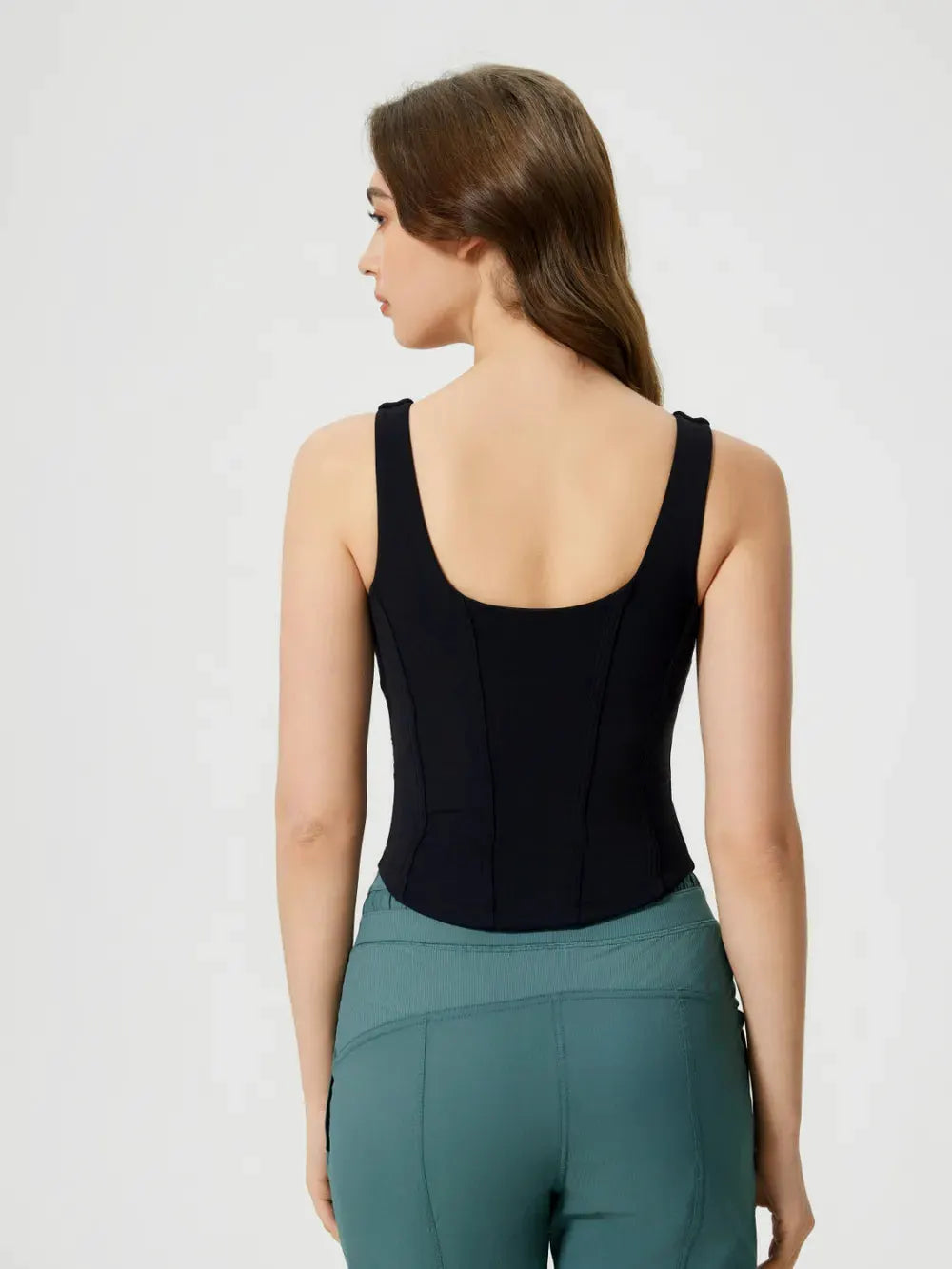 Millennia Round Neck Wide Strap Active Tank with Detachable Chest Pads by Millennia