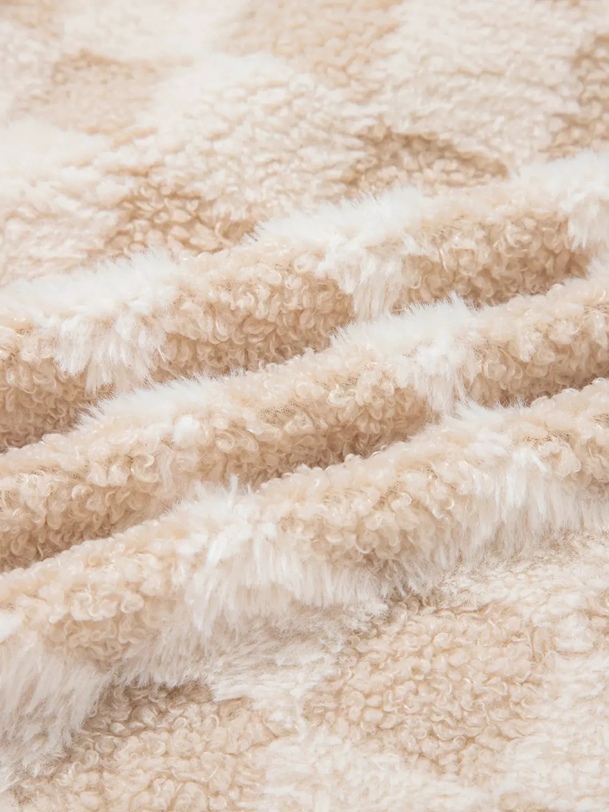 Checker Sherpa Corduroy Patchwork Zip Up Jacket by Partner Label