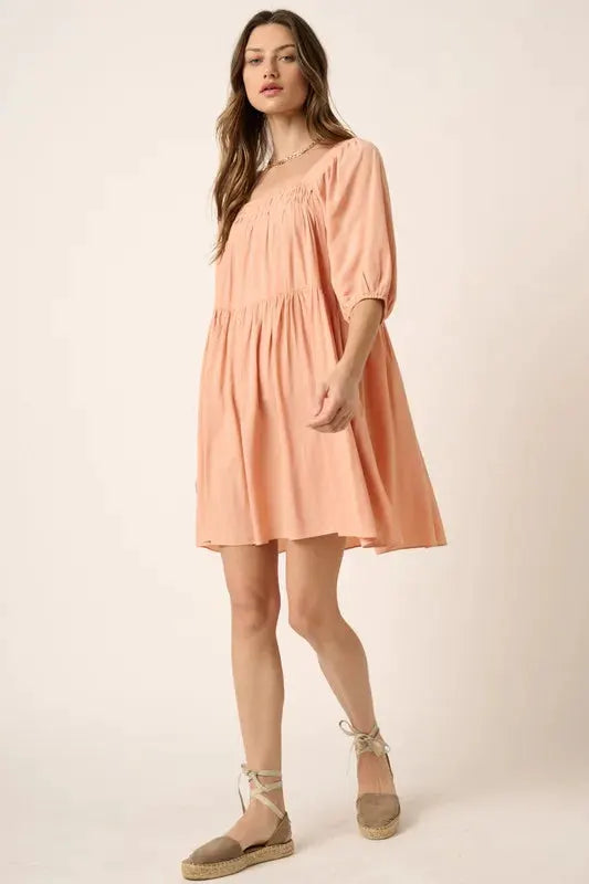 Mittoshop Pintuck Detail Tie Back Mini Dress by Mittoshop