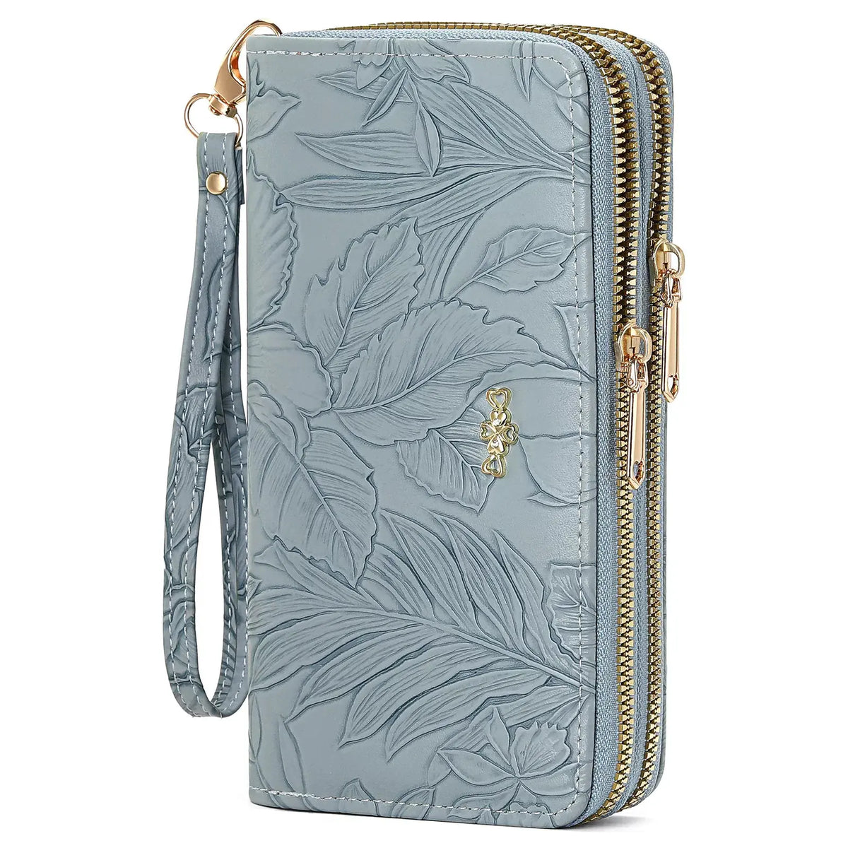 Embossed Floral Pattern Double Zipper Wallet by Partner Label
