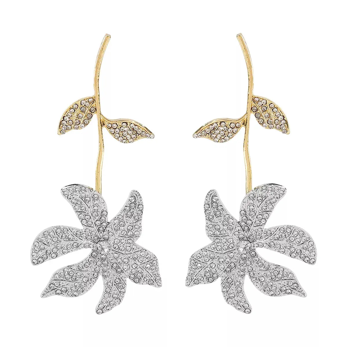 Rhinestone Flower Dangle Earrings by Partner Label