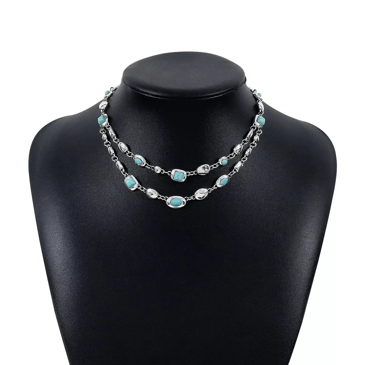 Vintage Multi-Gemstone Double Layered Necklace by Partner Labels