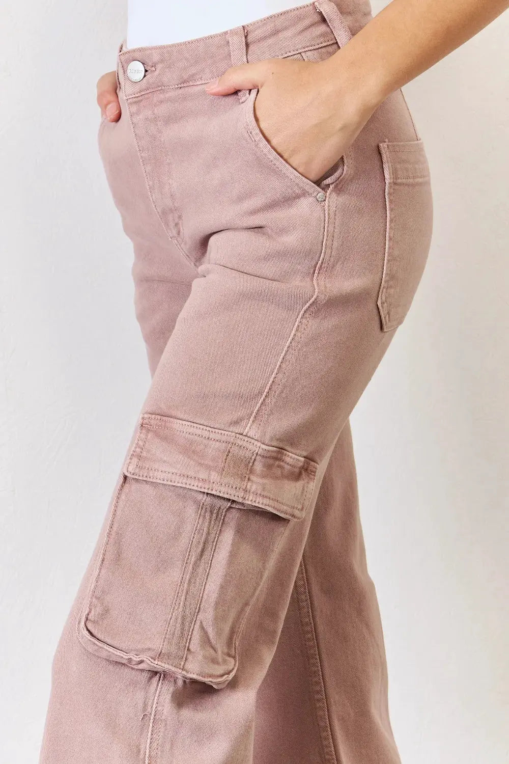 RISEN Full Size High Rise Cargo Wide Leg Jeans by RISEN
