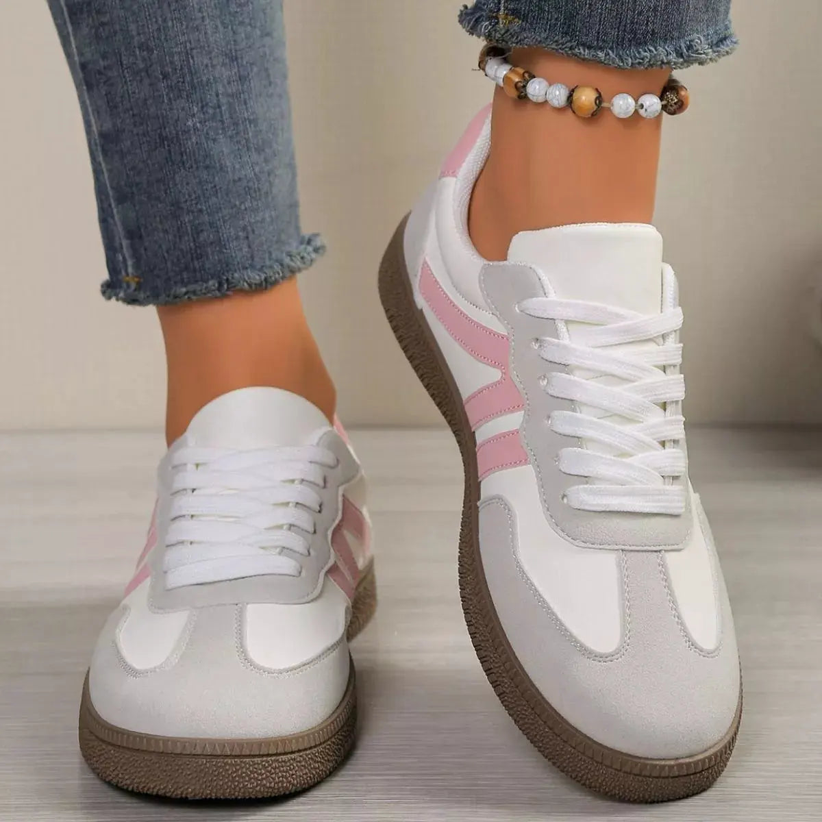 Striped Lace‑Up Casual Sneakers | Partner Labels Selection by Partner Label