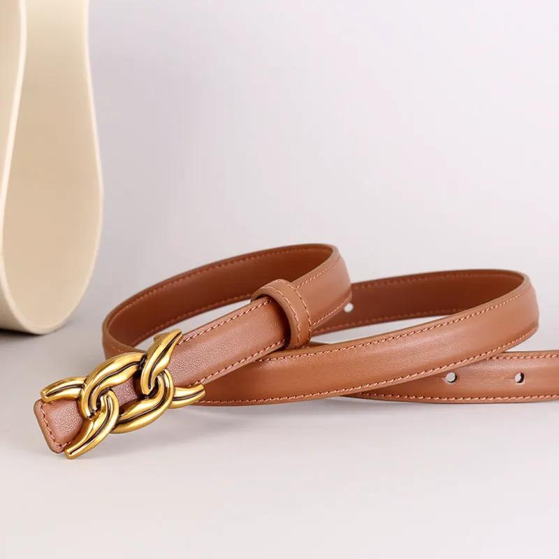 Chain Buckle Leather Belt by Trendsi