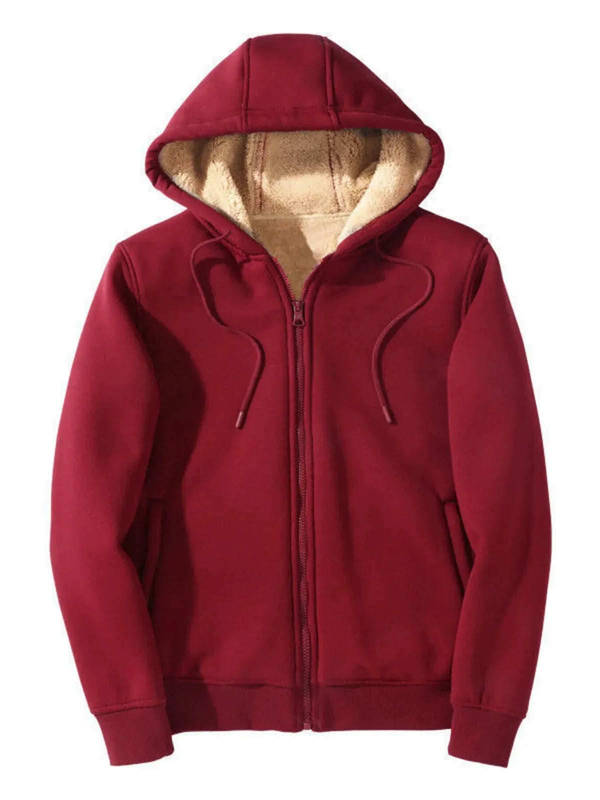 Men's Plus Size Sherpa Lined Zip Up Hoodie by Trendsi