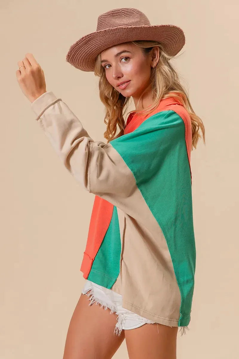 BiBi Colorblock Exposed Seam French Terry Sweatshirt by BiBi
