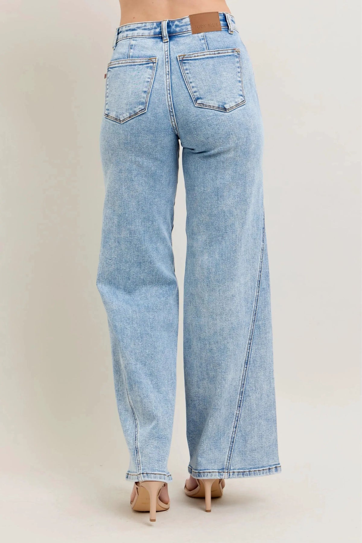 Judy Blue Full Size High Waist Wide Leg Jeans with Skewed Inseam Plus Size by Judy Blue