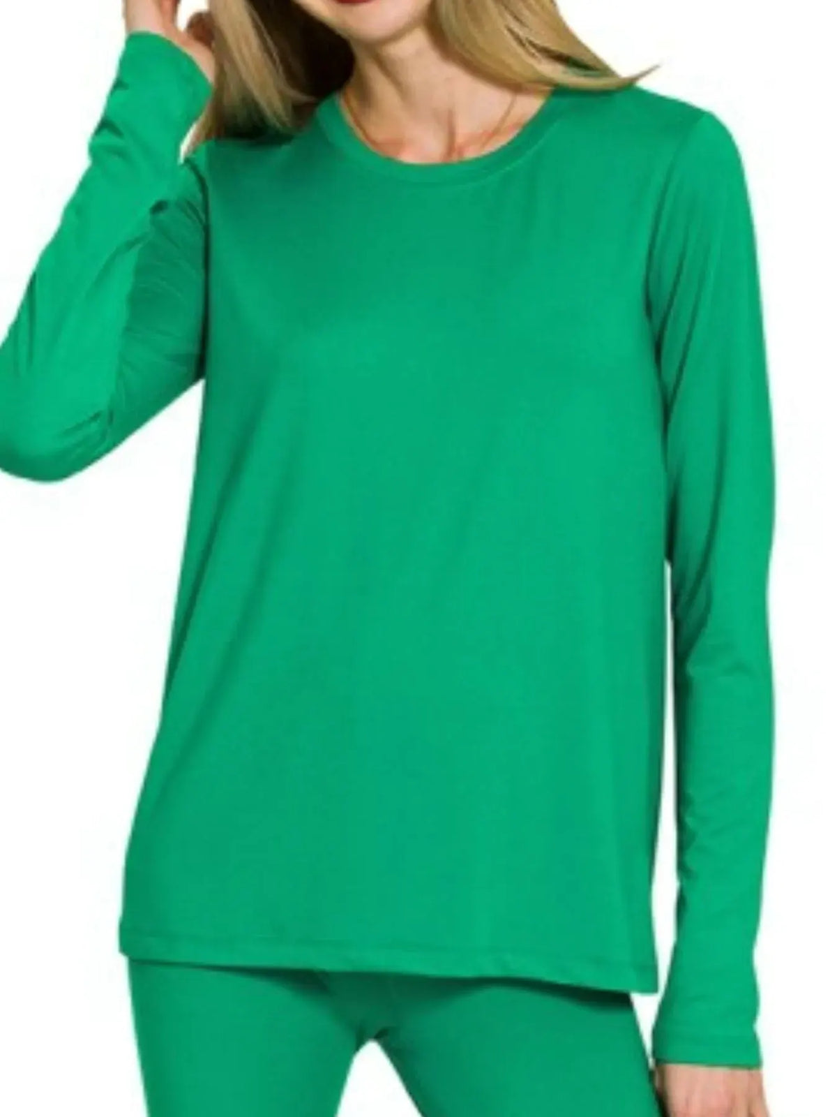 Zenana Microfiber Round Neck Top and Leggings Set by Zenana
