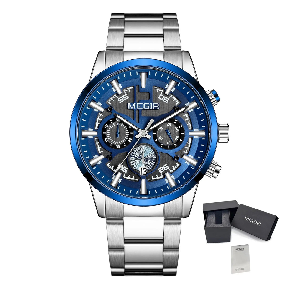 MEGIR Luxury Watch Mens Business Watches Calendar Stainless Steel Quartz Wrist Watch Clock Casual Chronograph Relogio Masculino 2220 by MEGIR WATCH GROUP