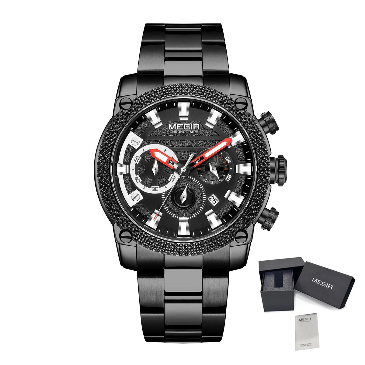 MEGIR Mens Watches Top Brand Luxury Business Wristwatch Waterproof Calendar Quartz Casual Clock Stainless Steel Man Chronograph 2134 by MEGIR WATCH GROUP