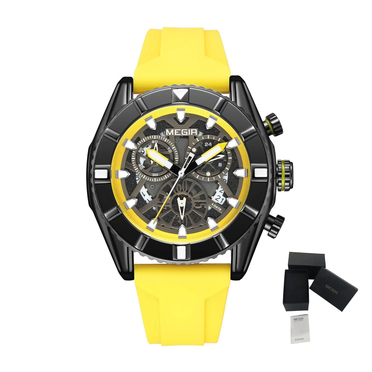 MEGIR Fashion Military Sports Watches for Men Silicone Waterproof Quartz Wristwatches with Chronograph Clock Date 24-hour 2209 by MEGIR WATCH GROUP