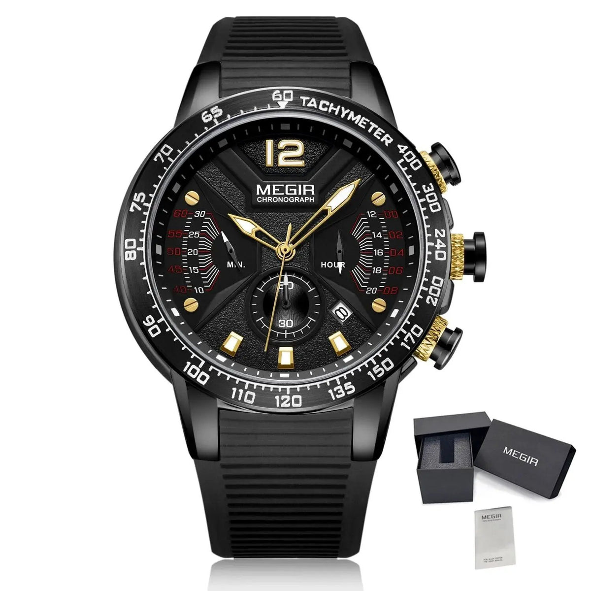 MEGIR Silicone Strap Quartz Military Watches for Men Fashion Sport Wristwatch Clock Big Dial Watch Chronograph Montre Homme 2106 by MEGIR WATCH GROUP
