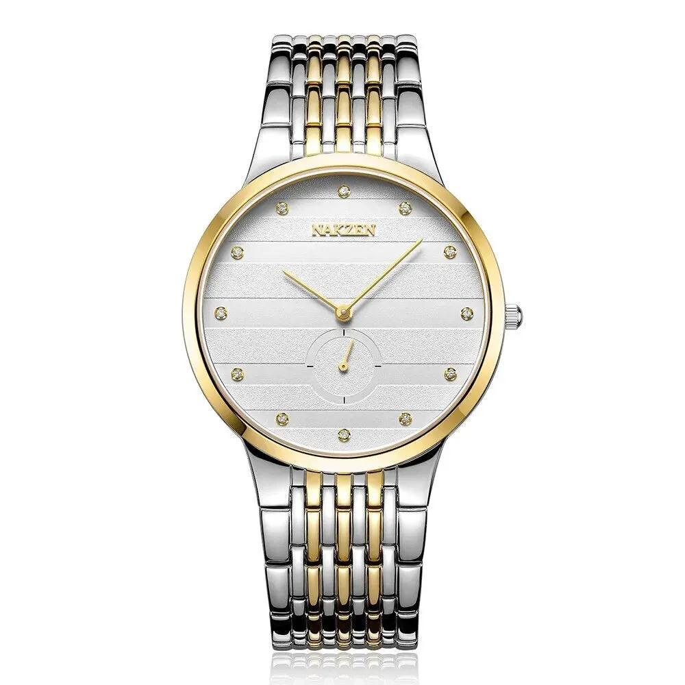 NAKZEN Commerce Diamond Men Watch Famous Luxury Brand Sapphire Watches Men's Stainless Steel Simple Black Gold Watch Male Clock 4036 by MEGIR WATCH GROUP
