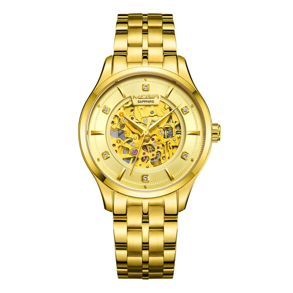 MEGIR Luxury Men Watches Waterproof Automatic Mechanical Watch Stainless Steel Sapphire Gold Business WristWatch Reloj Hombre 62058 by MEGIR WATCH GROUP