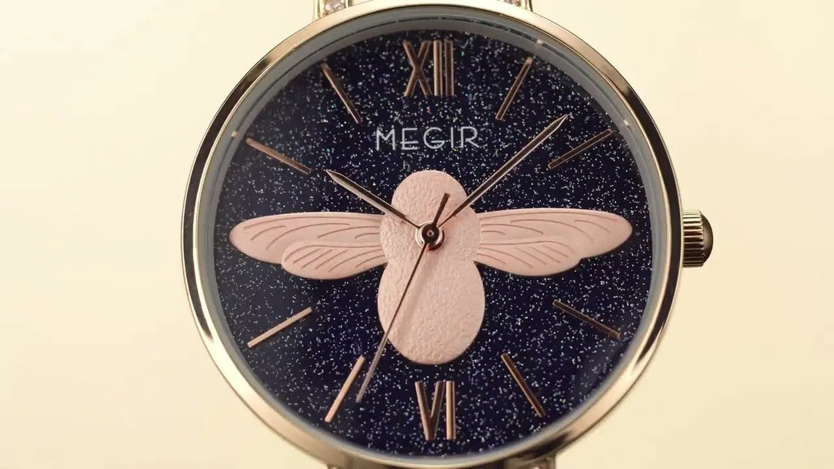 MEGIR Fashion Women Watches Top Brand Luxury Quartz Wristwatch Ladies Rose Gold Mesh Belt Business Casual Watch Reloj Mujer 7009 by MEGIR WATCH GROUP