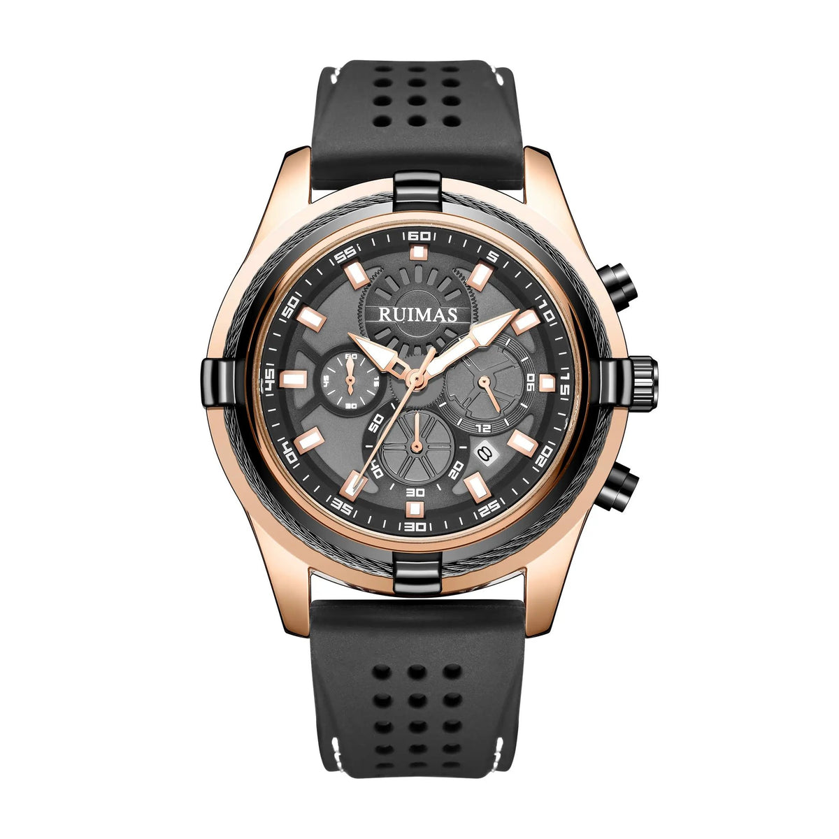 RUIMAS Top Luxury Quartz Wristwatches Men Silicone Large Dial Military Sports Watches Waterproof Luminous Date Reloj Hombre 311 by MEGIR WATCH GROUP