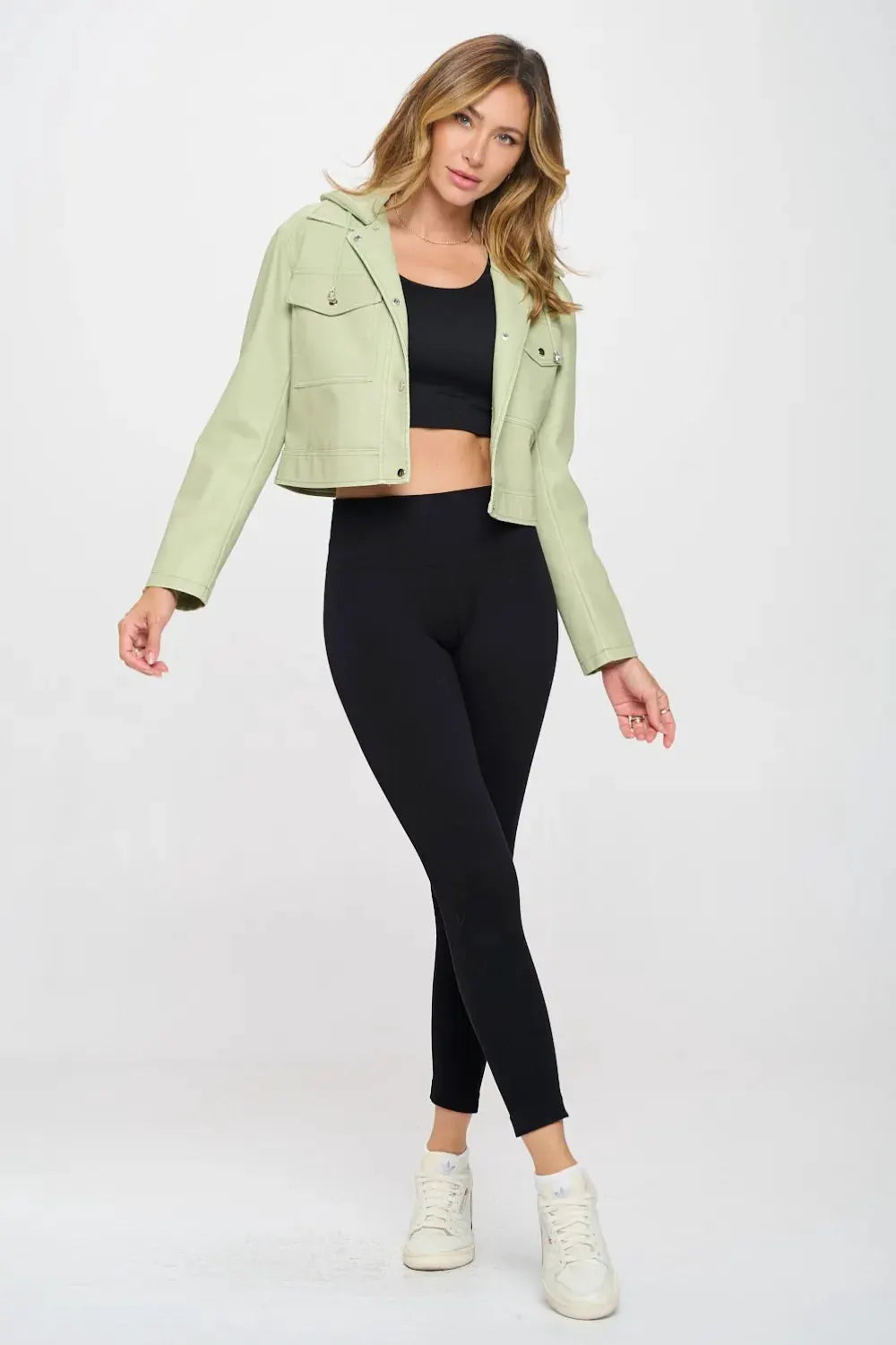 Coalition LA Snap Down Cropped Hooded Jacket by Partner Label