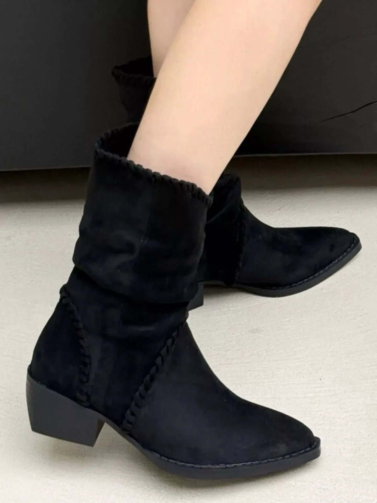 Point Toe Block Heels Boots by Partner Label