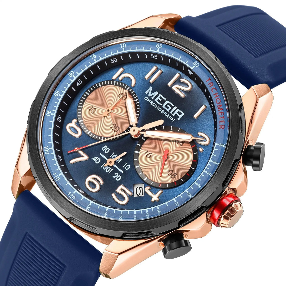 MEGIR Men Watches Luxury Quartz Wristwatch Gray Waterproof Military Sports Chronograph Silicone Strap Clock Montre Homme 2230 by MEGIR WATCH GROUP
