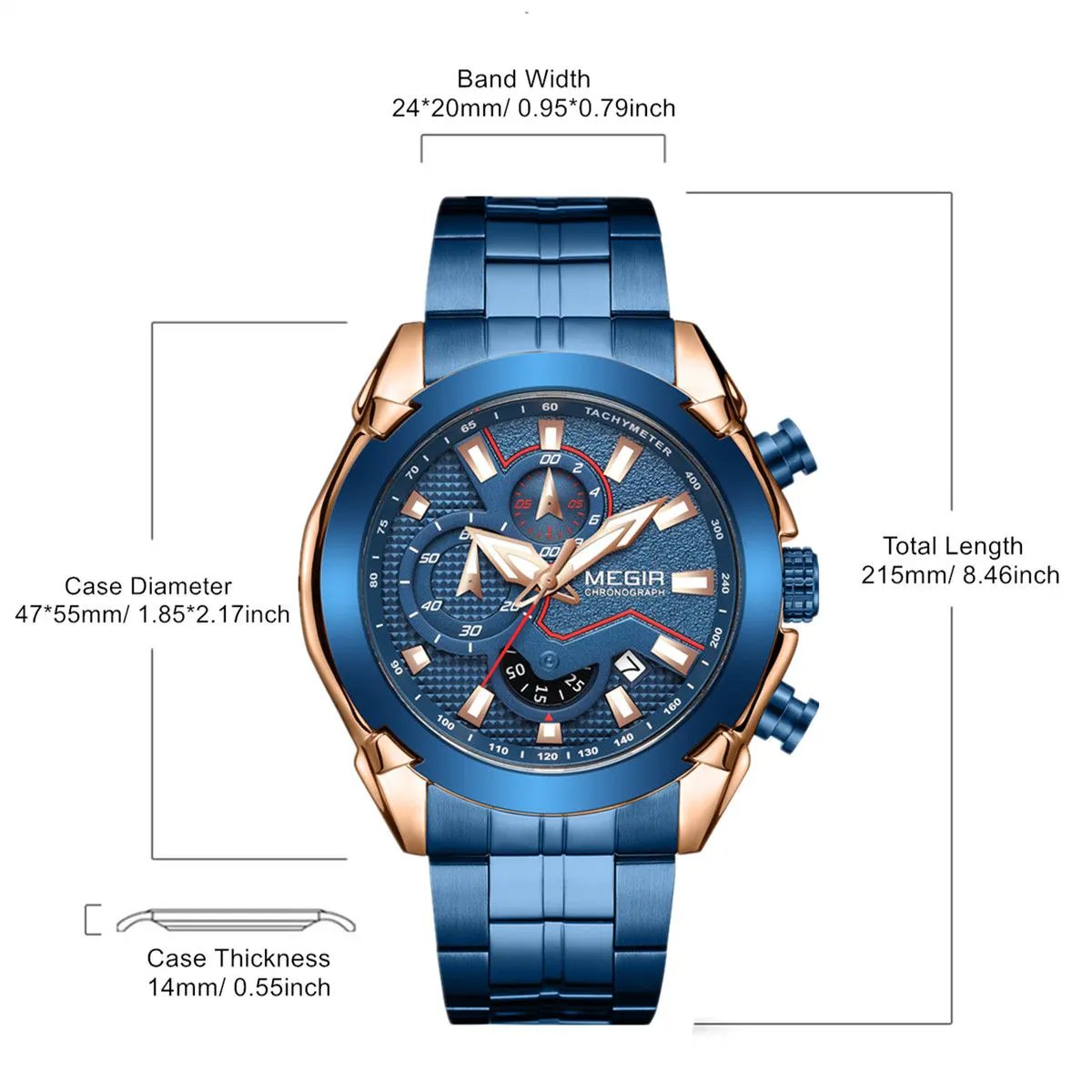 MEGIR Stainless Steel Bracelet Business Watches for Men Luxury Military Quartz Wristwatches Waterproof Luminous Clock Date 2065 by MEGIR WATCH GROUP