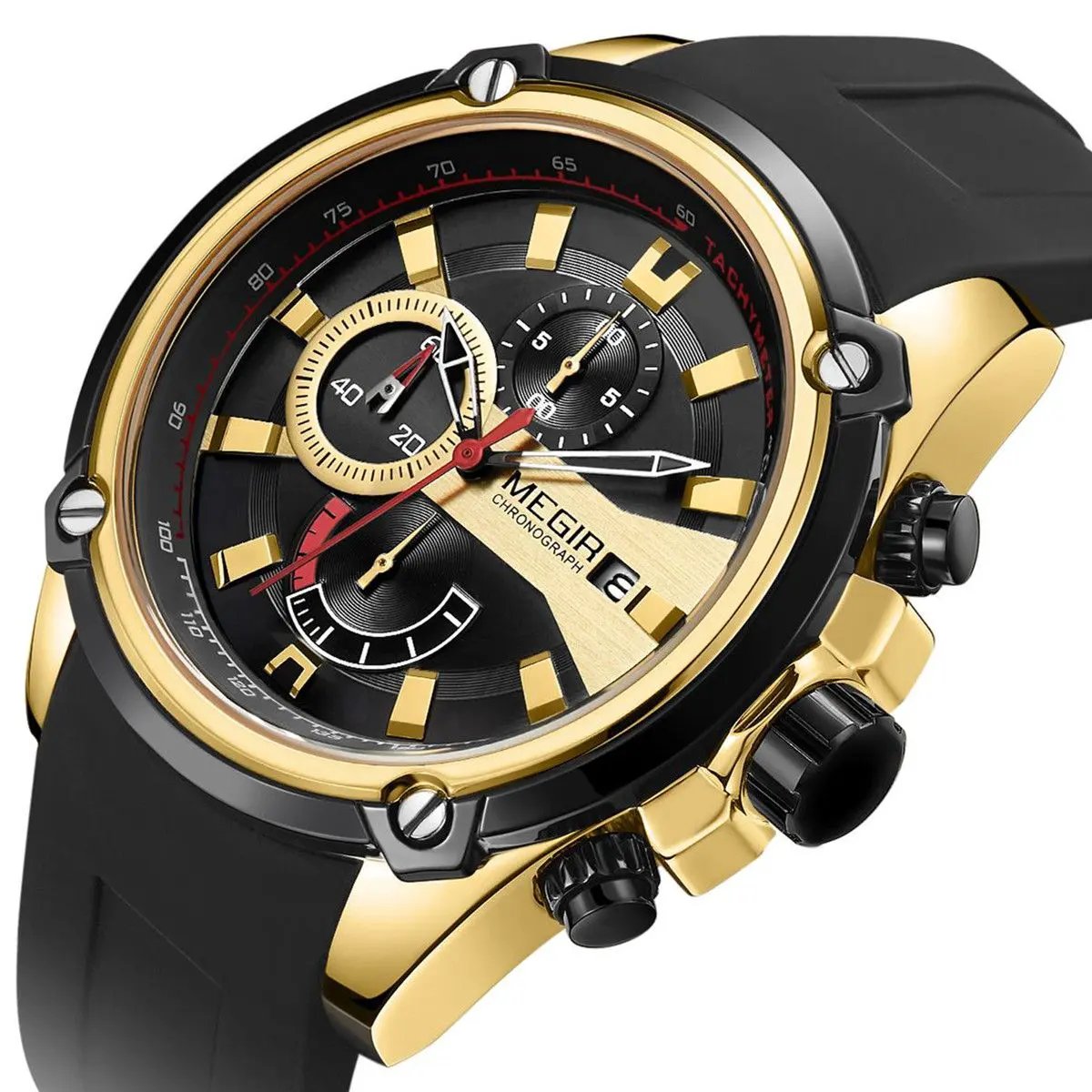 MEGIR Chronograph Luxury Brand Men Sports Watches Silicone Strap Quartz Casual Wristwatch Waterproof Calendar Reloj Hombre 2086 by MEGIR WATCH GROUP