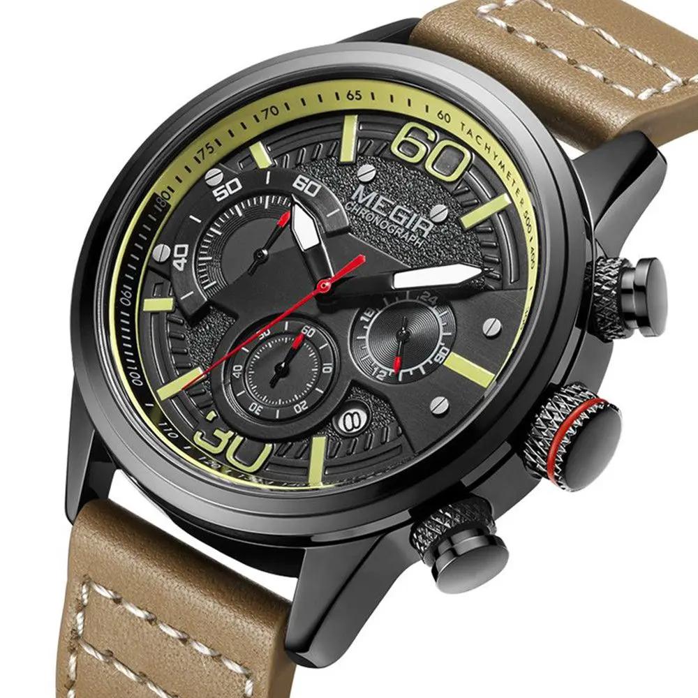 MEGIR Men Watches Fashion Brand Sport Quartz Chronograph Clock Waterproof Man Business Wristwatch 24-hour Relogio Masculino 2110 by MEGIR WATCH GROUP