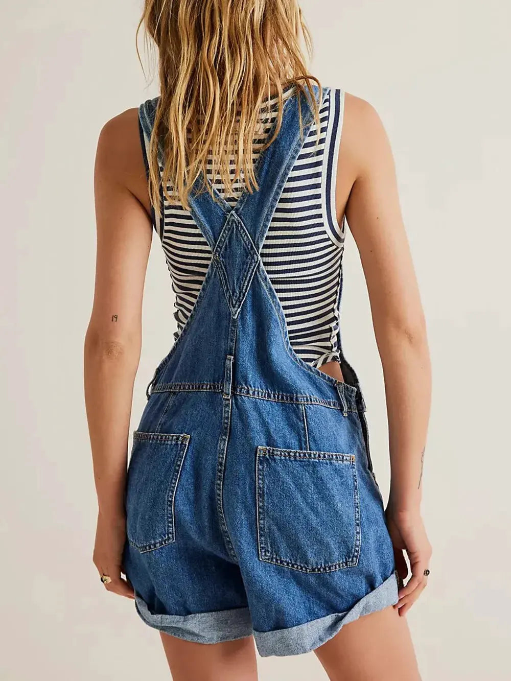 Wide Strap Square Neck Denim Overalls by Partner Labels