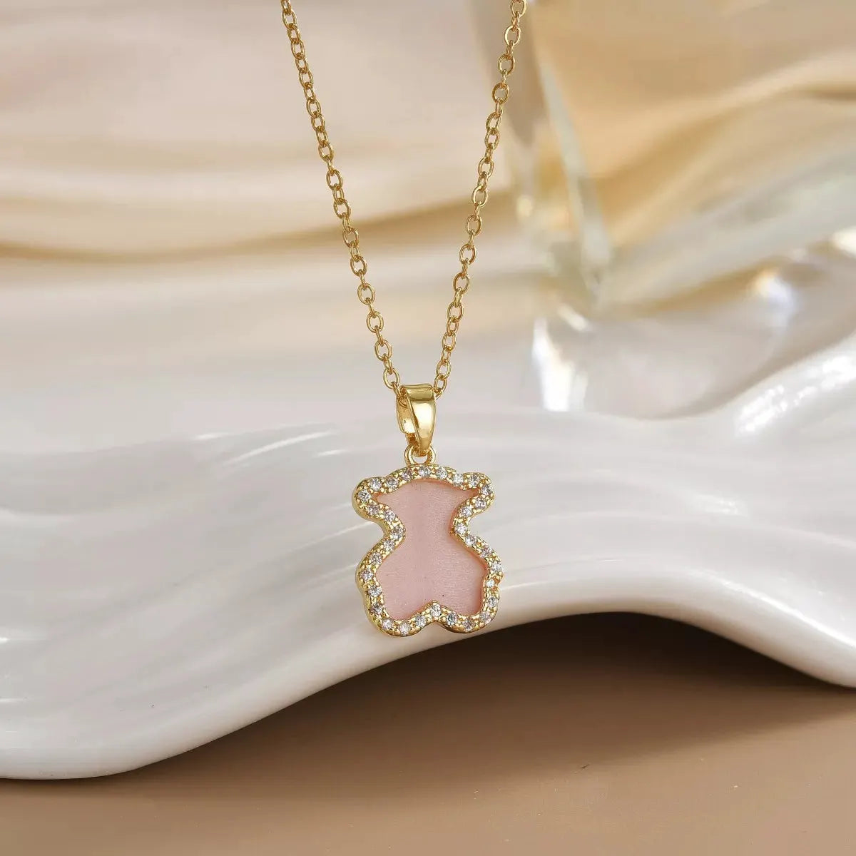 18K Gold-Plated Bear Pendant Necklace by Partner Labels