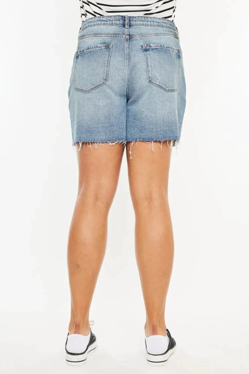 Kancan Full Size Raw Hem High Waist Denim Shorts by Kancan