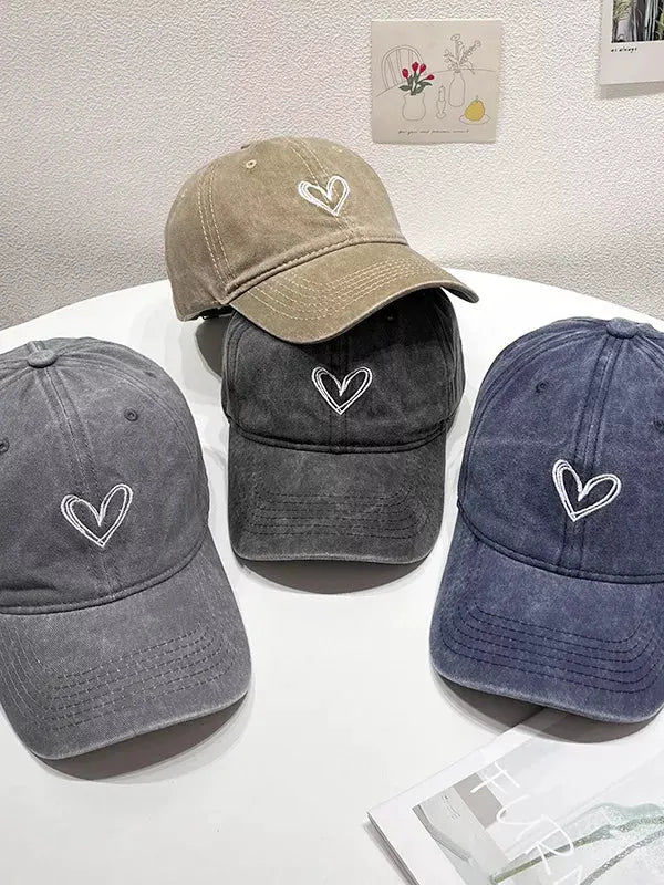 Washed Heart Embroidered Baseball Cap by Partner Label