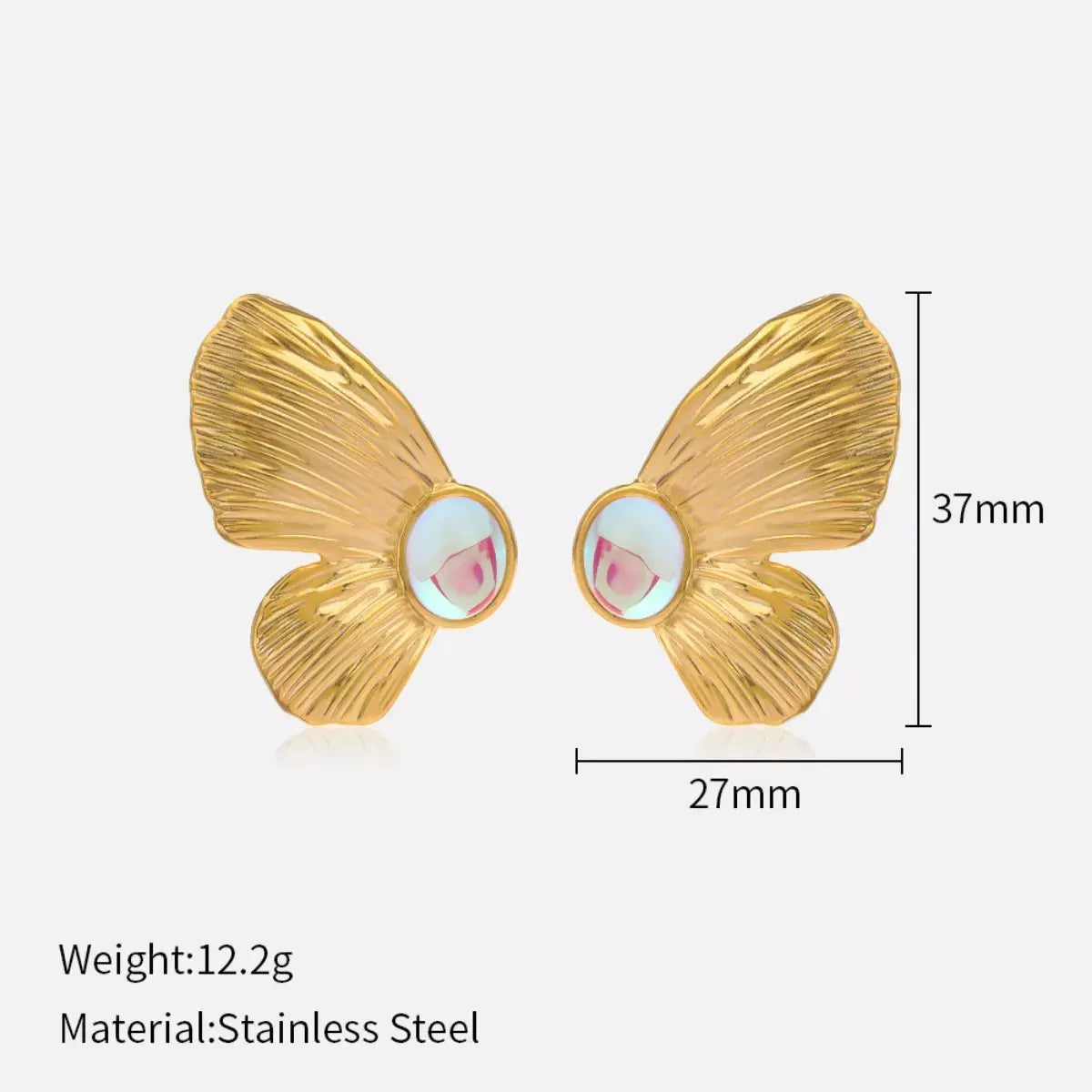 18K Gold-Plated Butterfly Wing Earrings by Partner Label