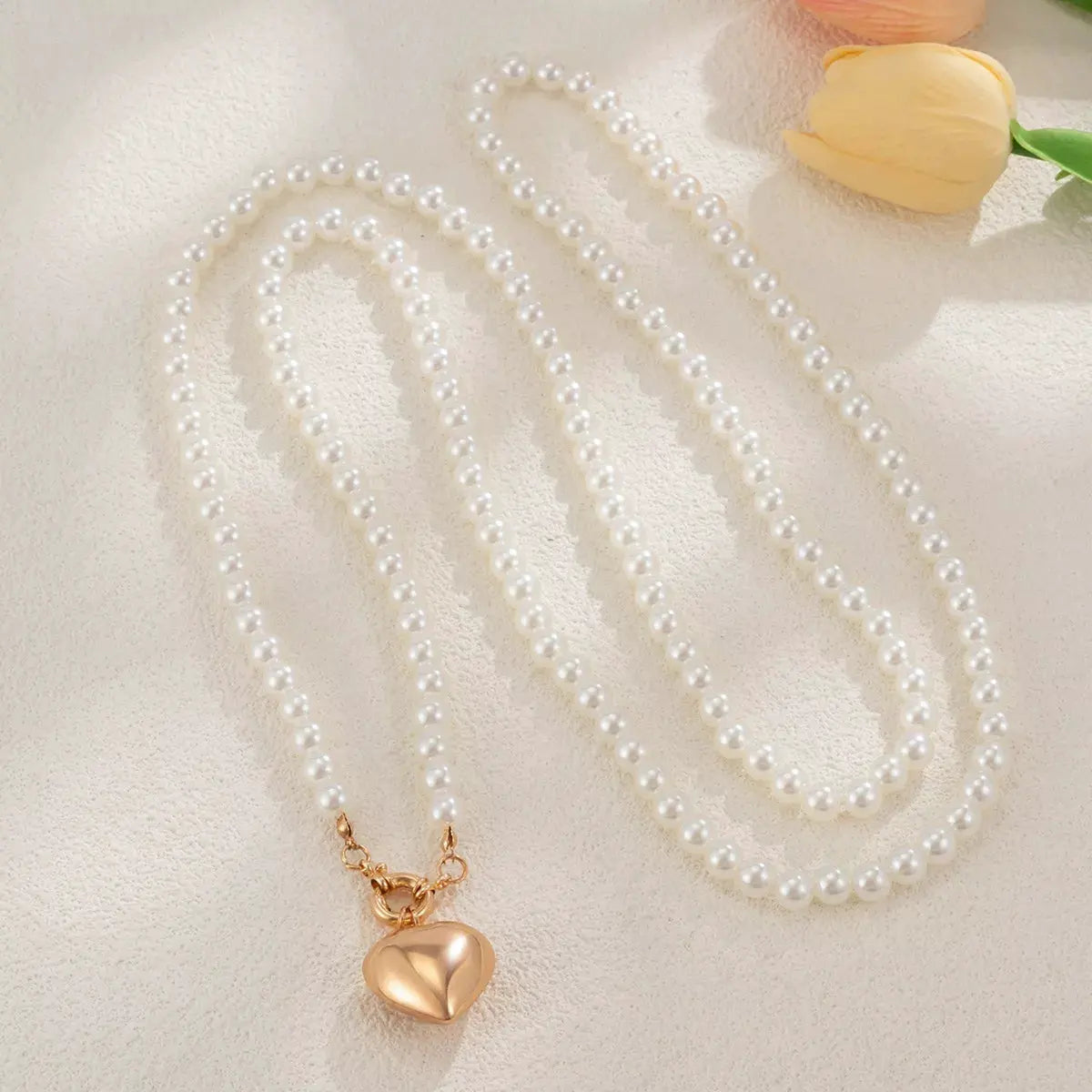 Pearl Chain Heart Necklace by Partner Labels