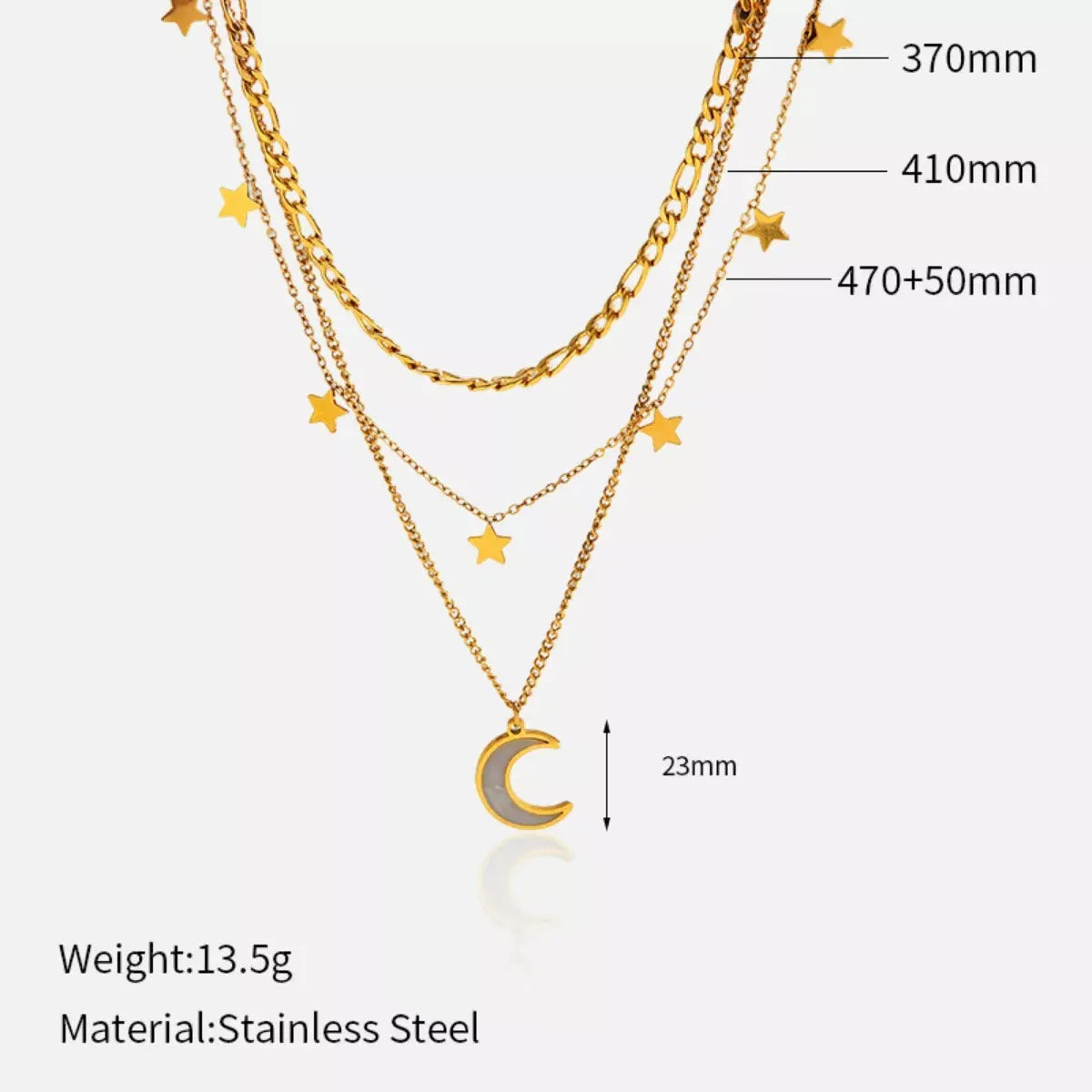 18K Gold-Plated Moon Three-Layered Necklace by Partner Label