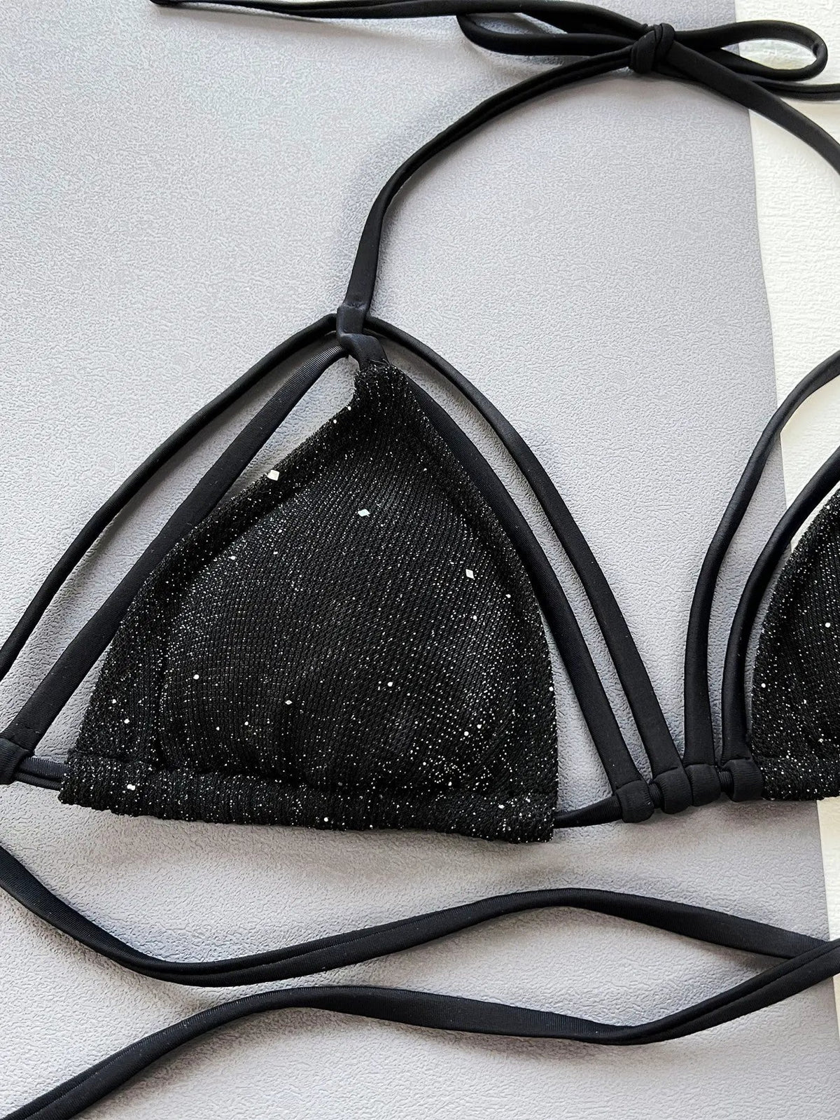 Glitter Halter Neck Strappy Two-Piece Bikini Set by Partner Label