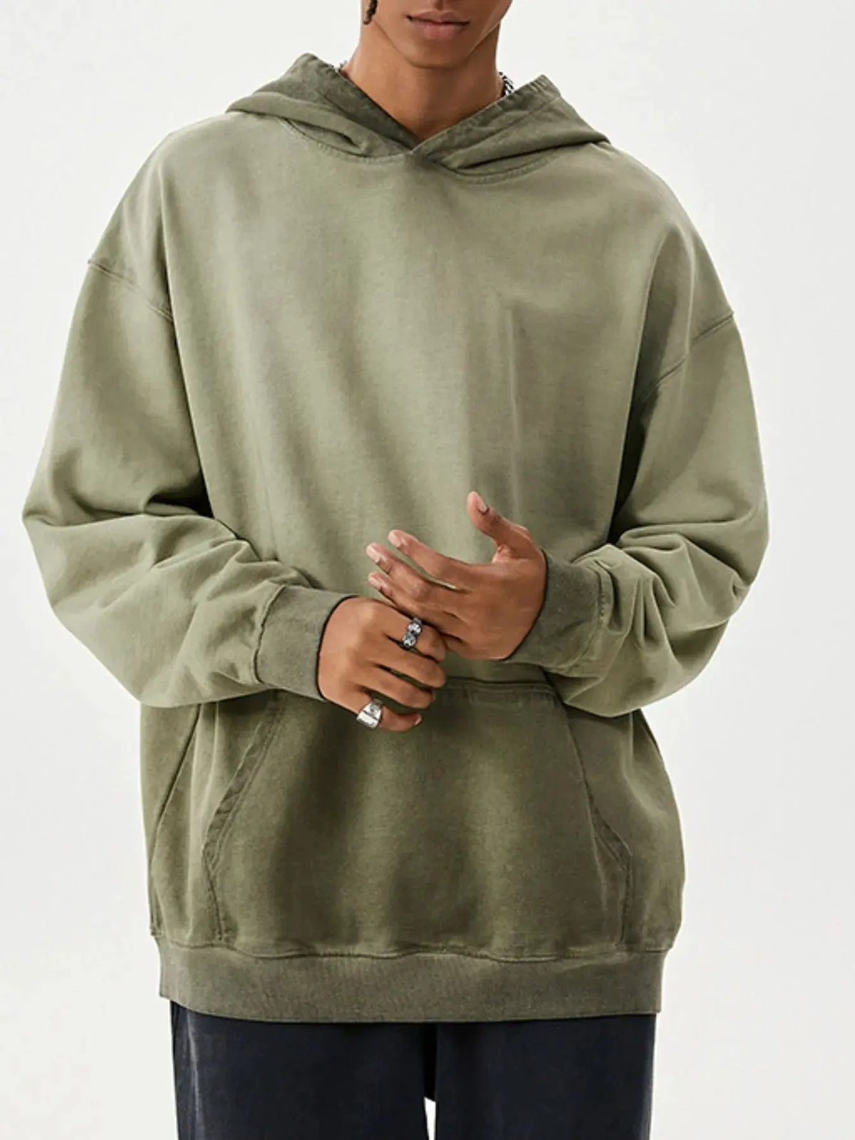 Men's Drop Shoulder Long Sleeve Hoodie by Trendsi