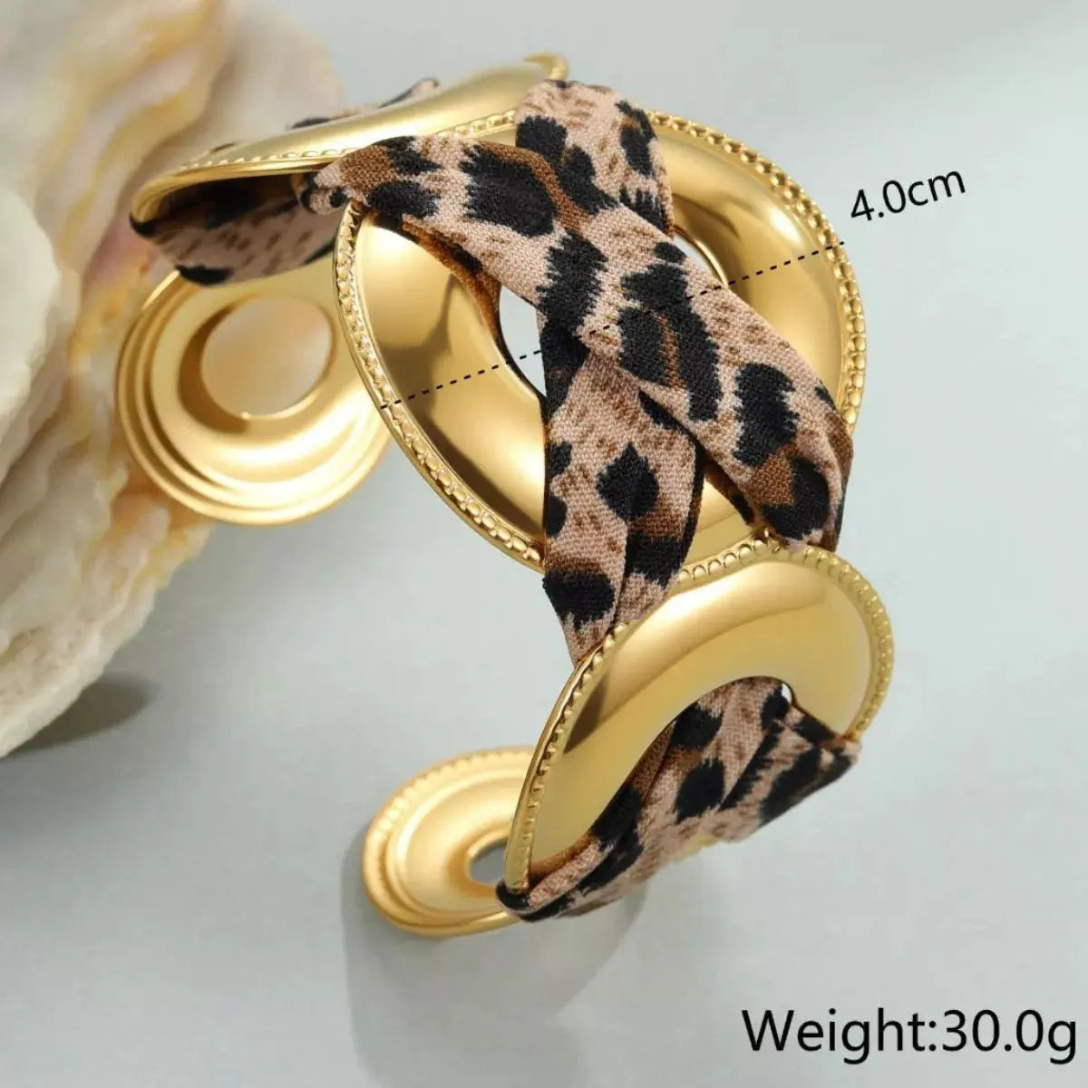 Leopard Ribbon 18K Gold-Plated Open Bracelet by Partner Label