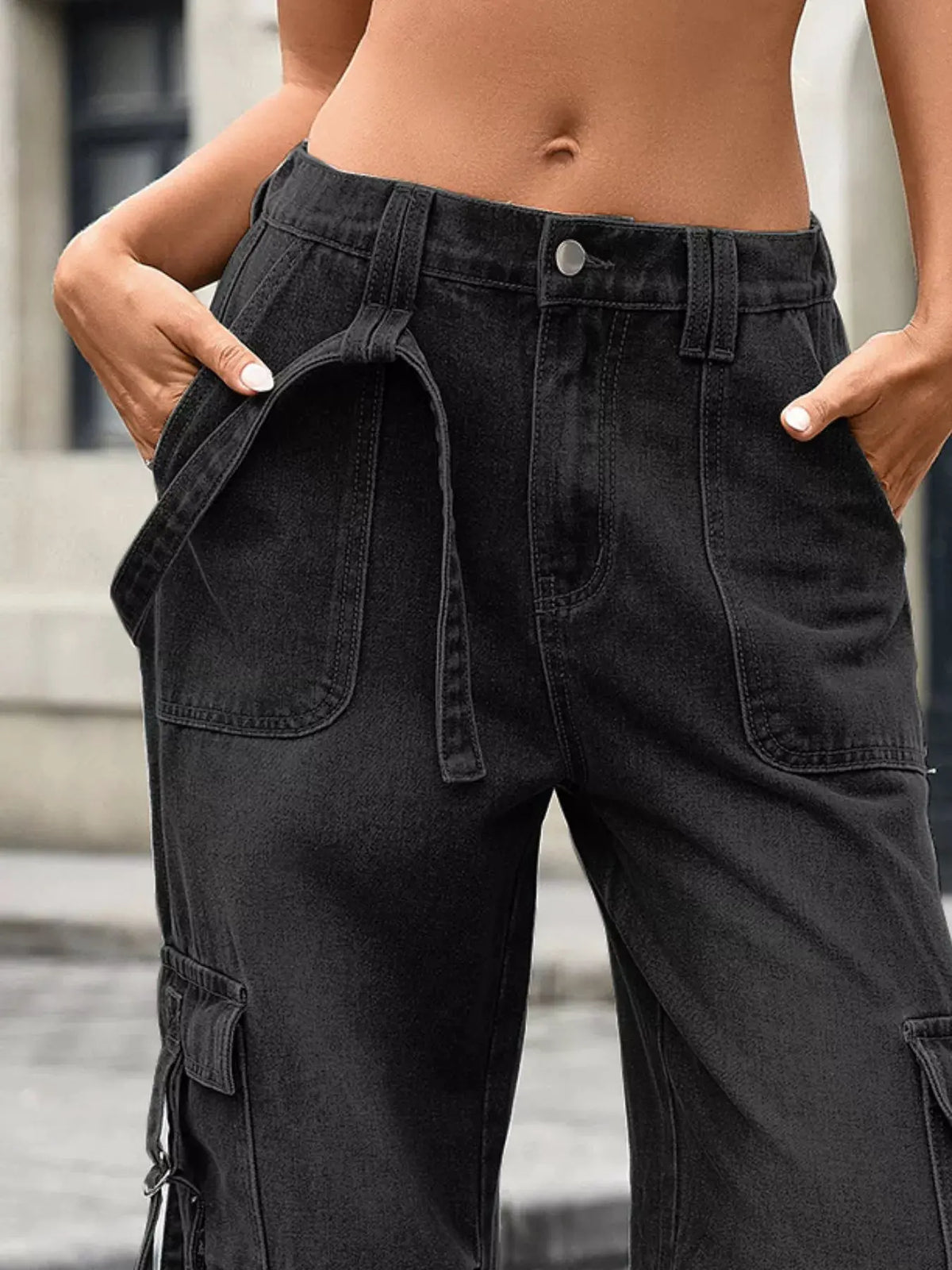 Wide Leg Cargo Jeans by Partner Label