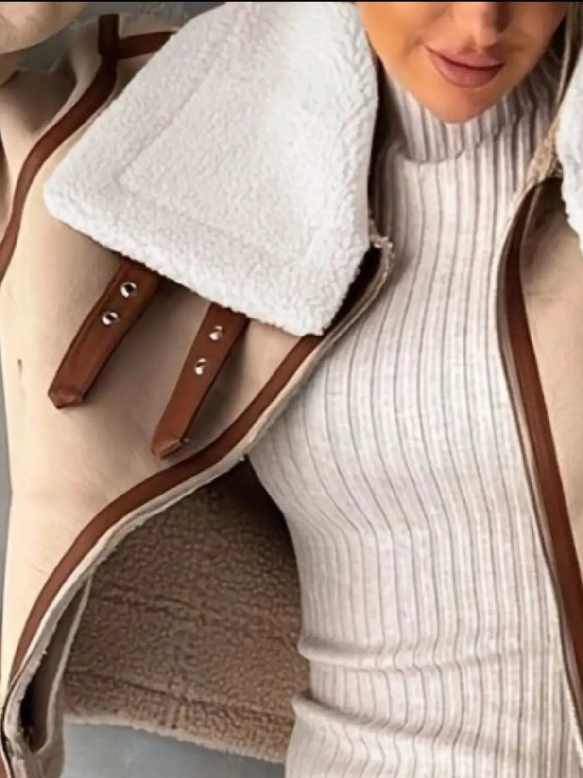 Shearling Lined Zip Up Jacket by Partner Label