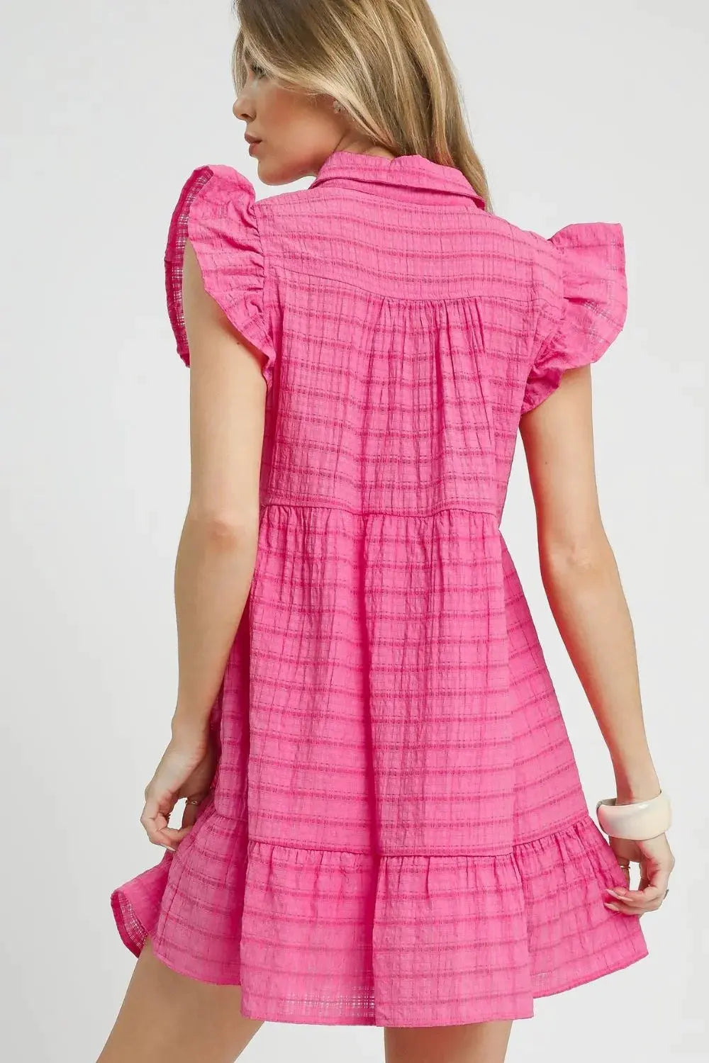 Umgee Ruffle Cap Sleeve Textured Mini Dress by Umgee