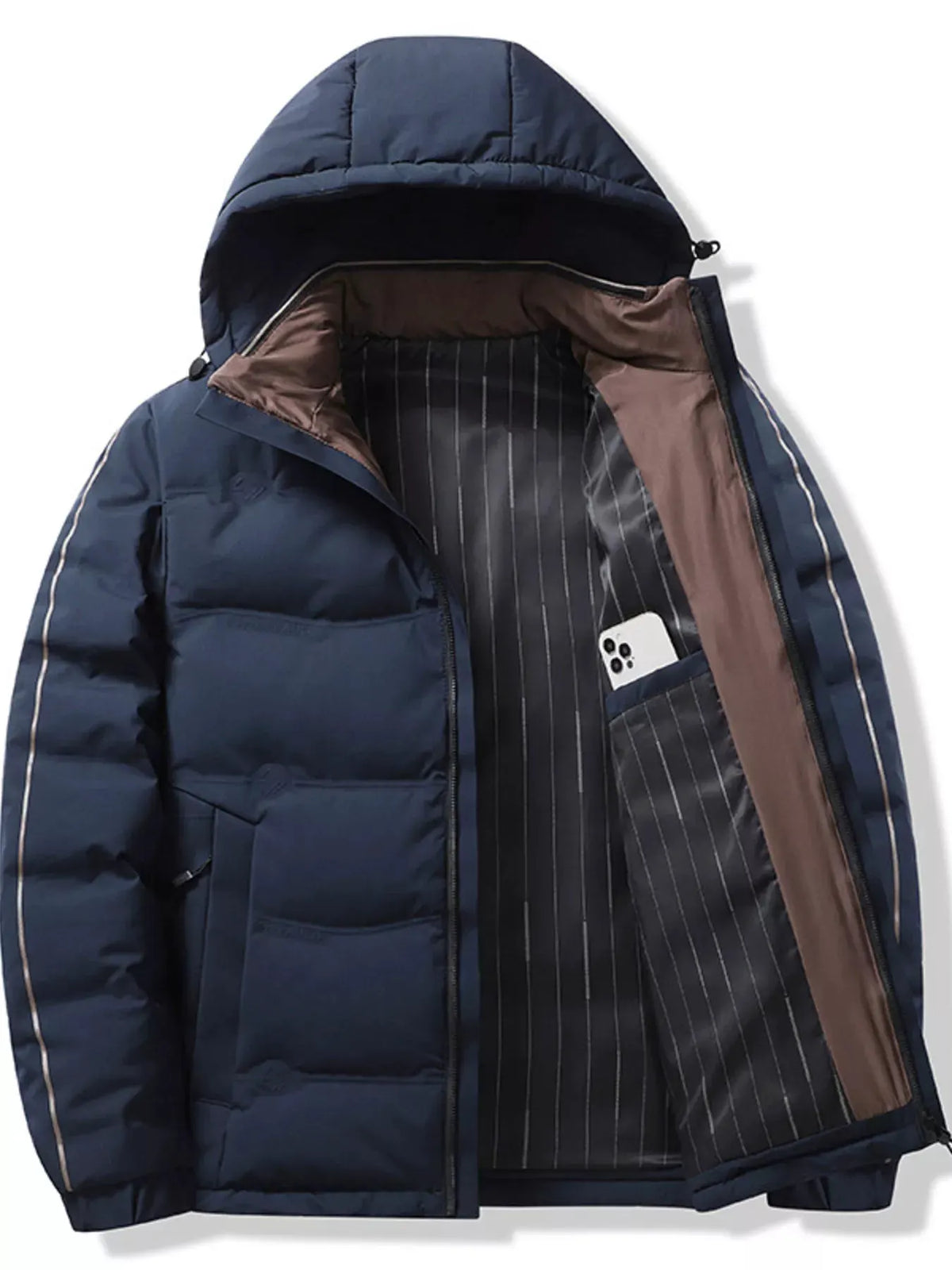 Men's Plus Size Warm Padded Hooded Winter Puffer Jacket by Partner Label