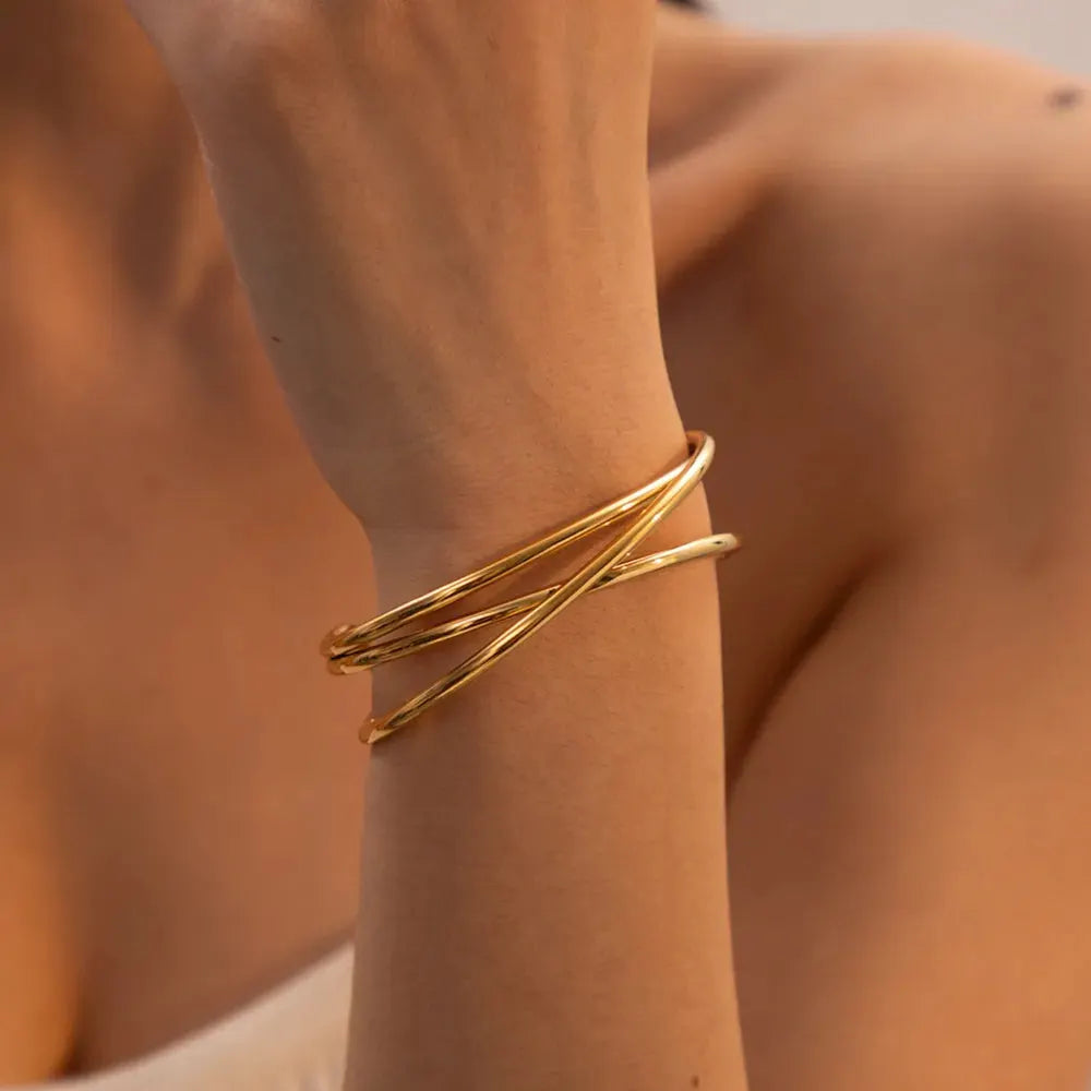 Minimalist Stainless Steel Cuff Bracelet by Partner Label