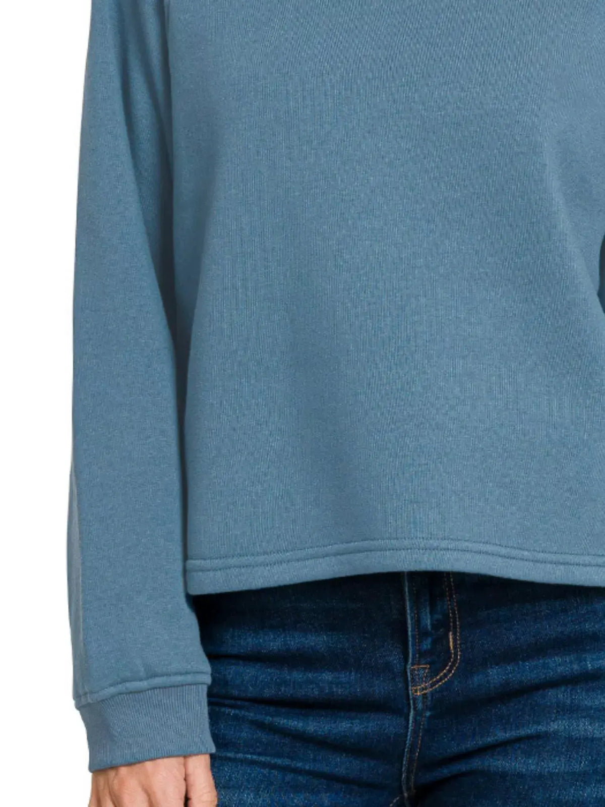 Zenana Fleece Raglan Round-Neck Sweatshirt by Zenana