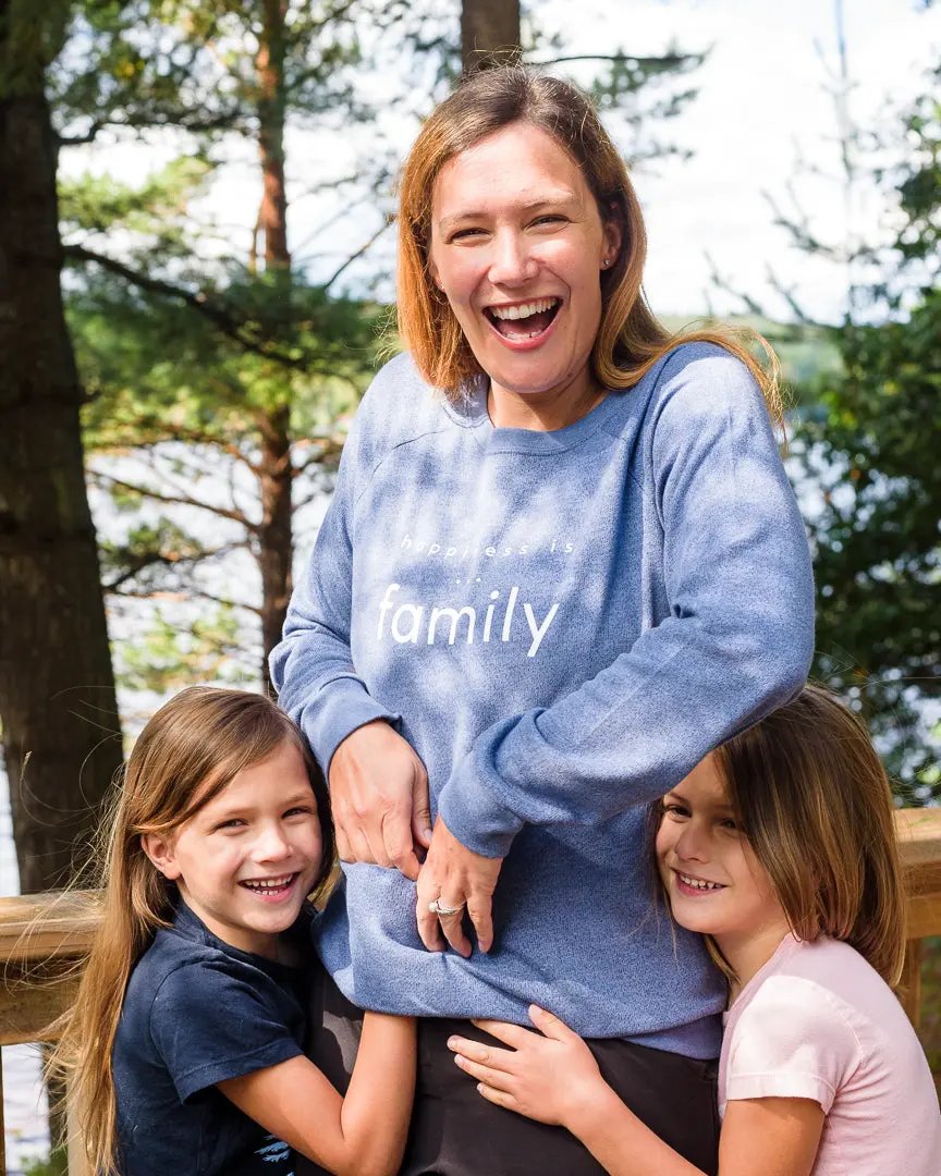 Women's Family Crew Sweatshirt, Heather Navy by Family & Friends Collection