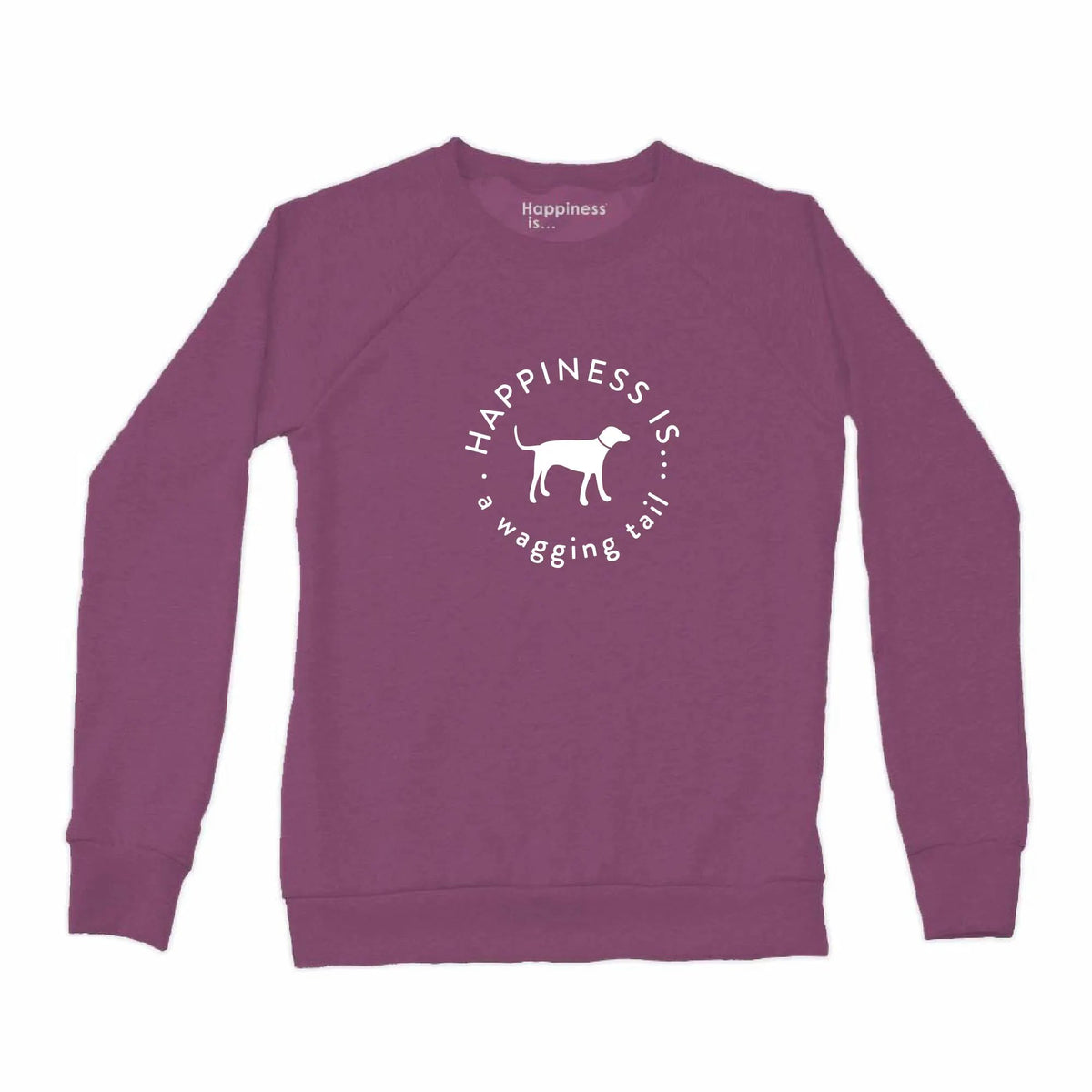 Women's Wagging Tail Crew Sweatshirt, Plum by Pets Collection