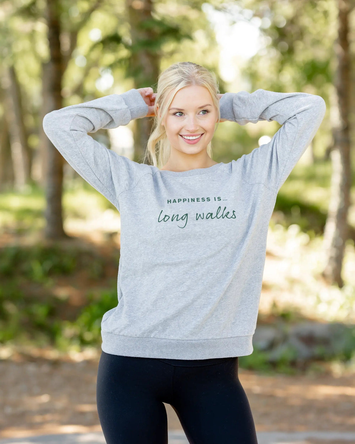 Women's Long Walks Crew Sweatshirt, Heather Grey by Running Collection