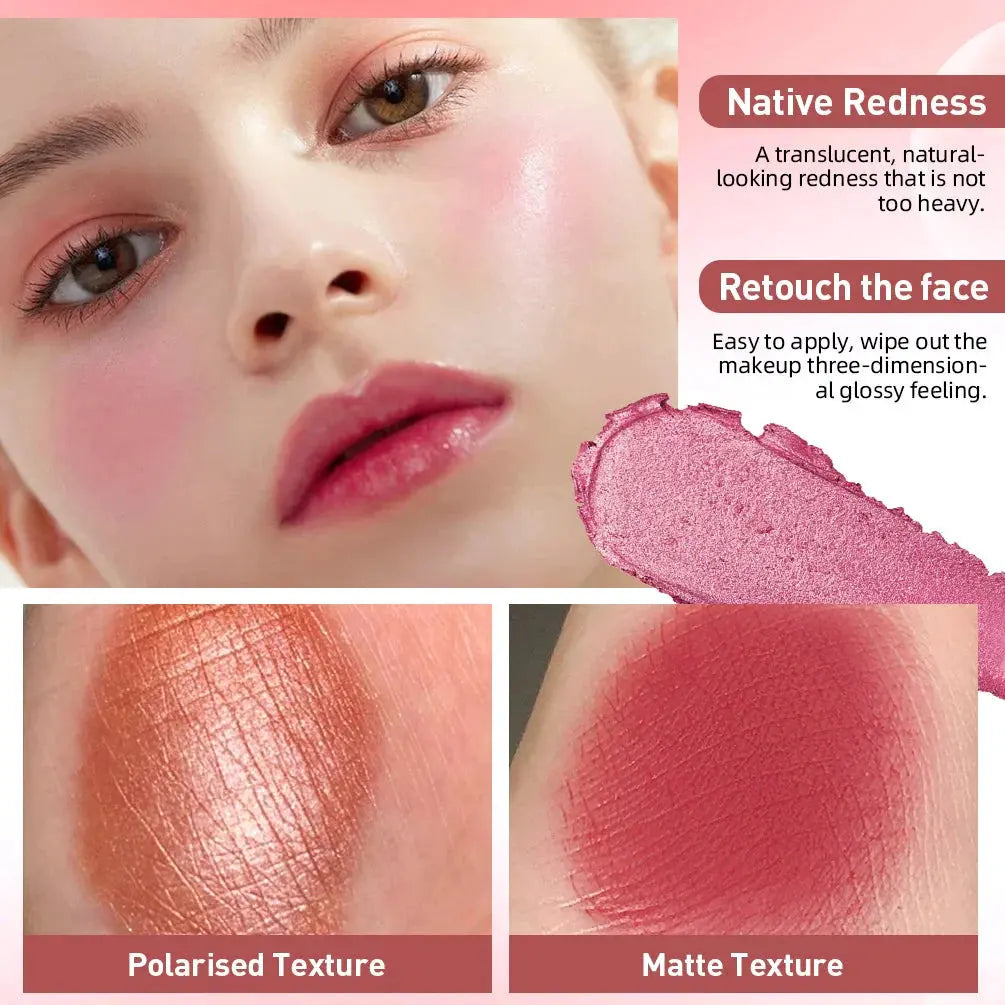 3-in-1 Cheek Blush Stick Lip Tinted Eyes Cheek Lips Brighten Cream Water-resistant Moisturizing Face Contouring Shadow Blusher by Maiden-Art