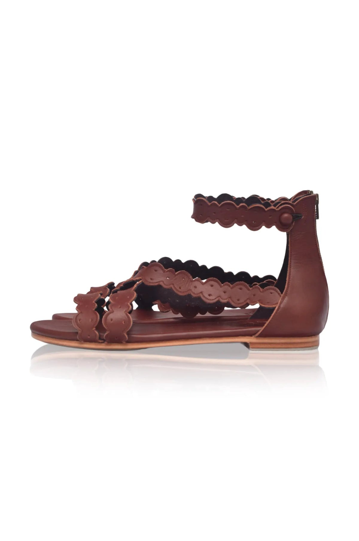 Salty Sea Scalloped Criss Cross Leather Sandals by ELF