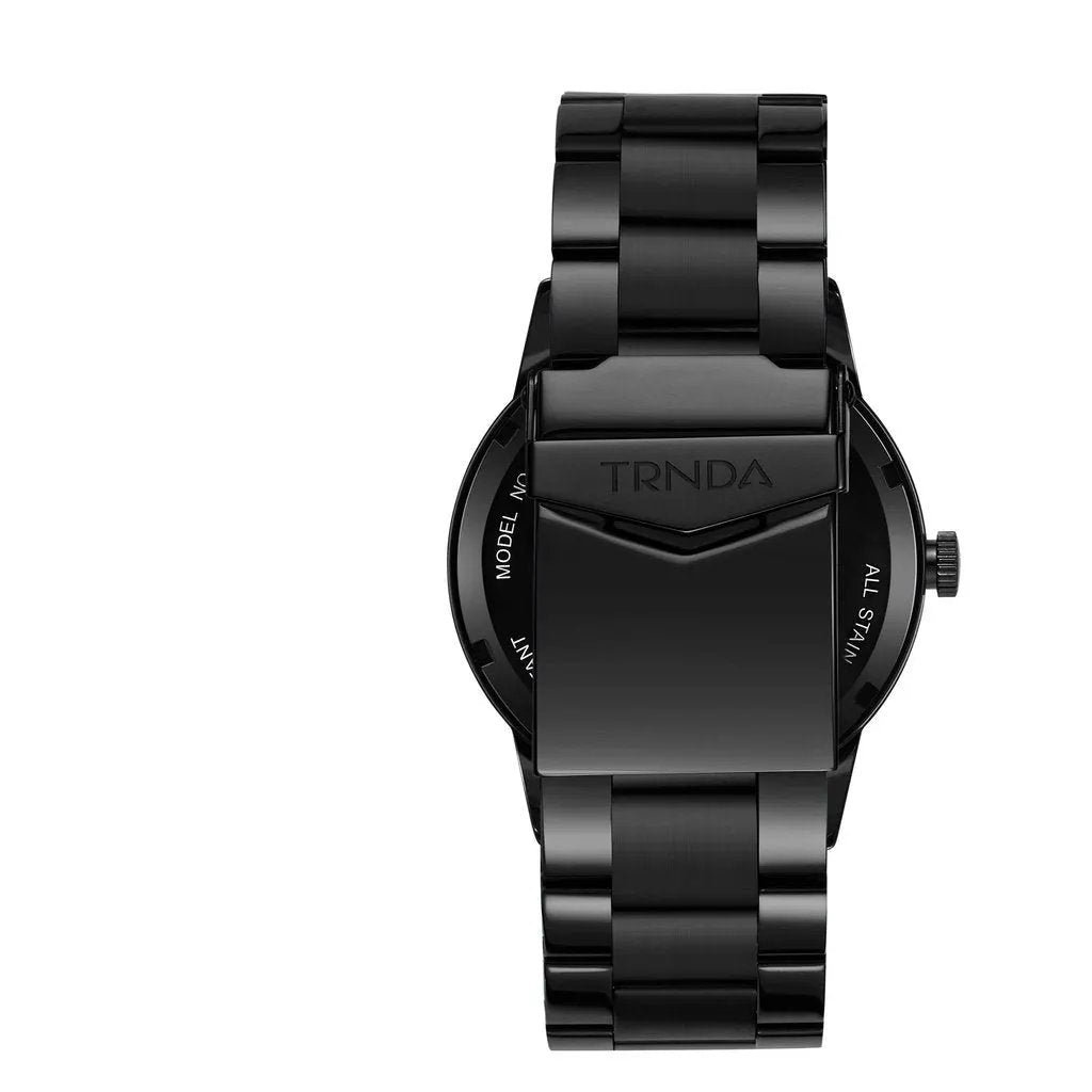 Trnda Men's Black Stainless Steel Watch, Round Dial | Trn43mmblack by TRNDA