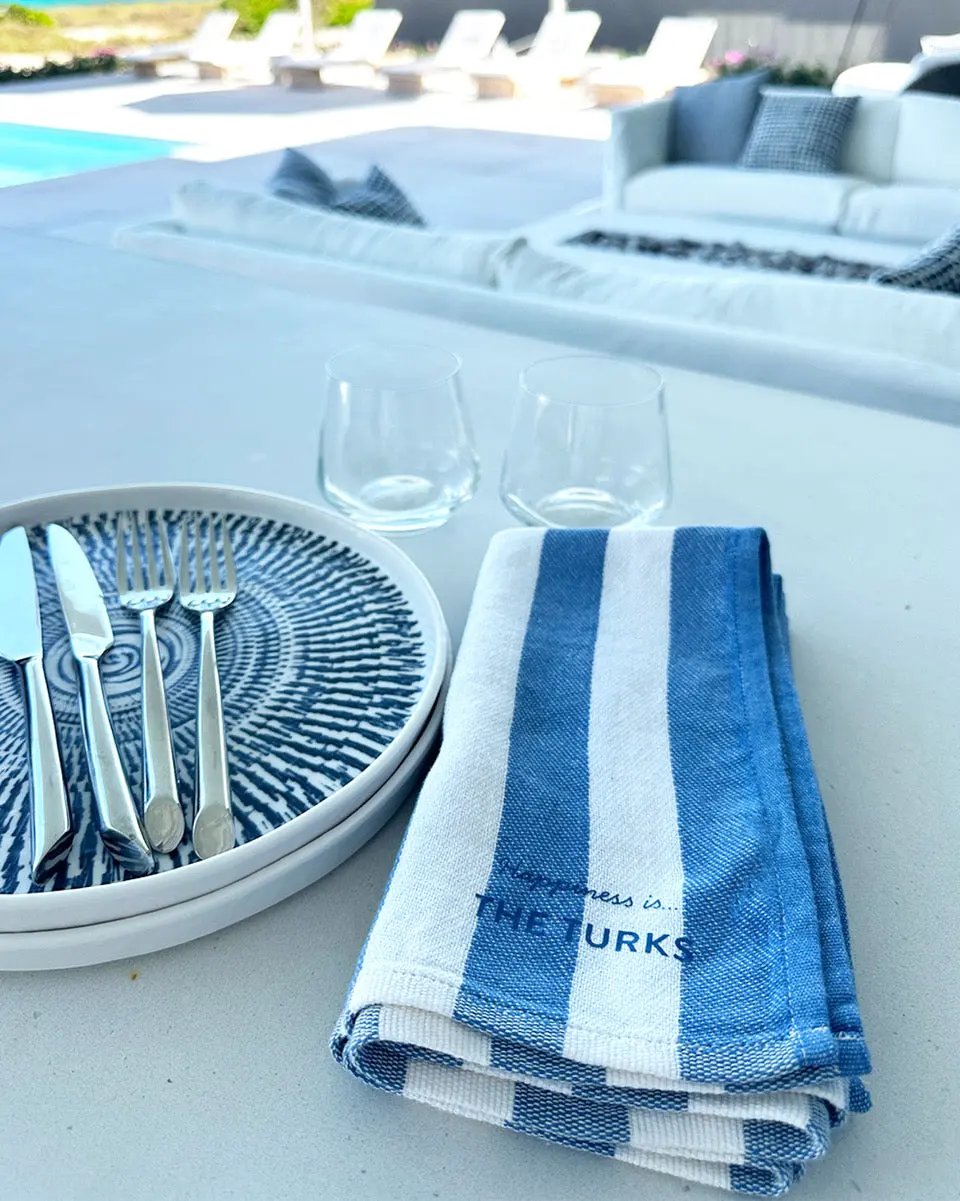 Custom Napkin, Striped Blue by Cottage Collection